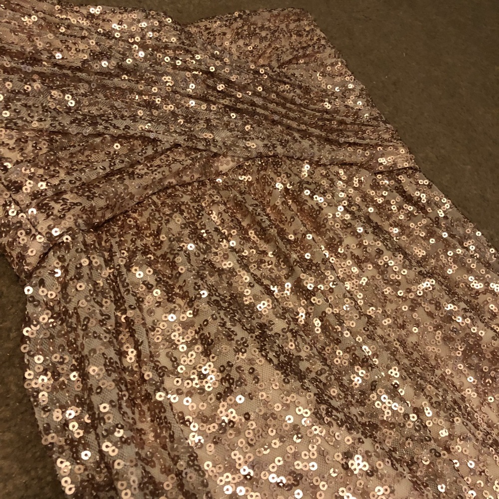 Amsale Rose Gold Formal Sequin Strapless Dress - Picture 11 of 12